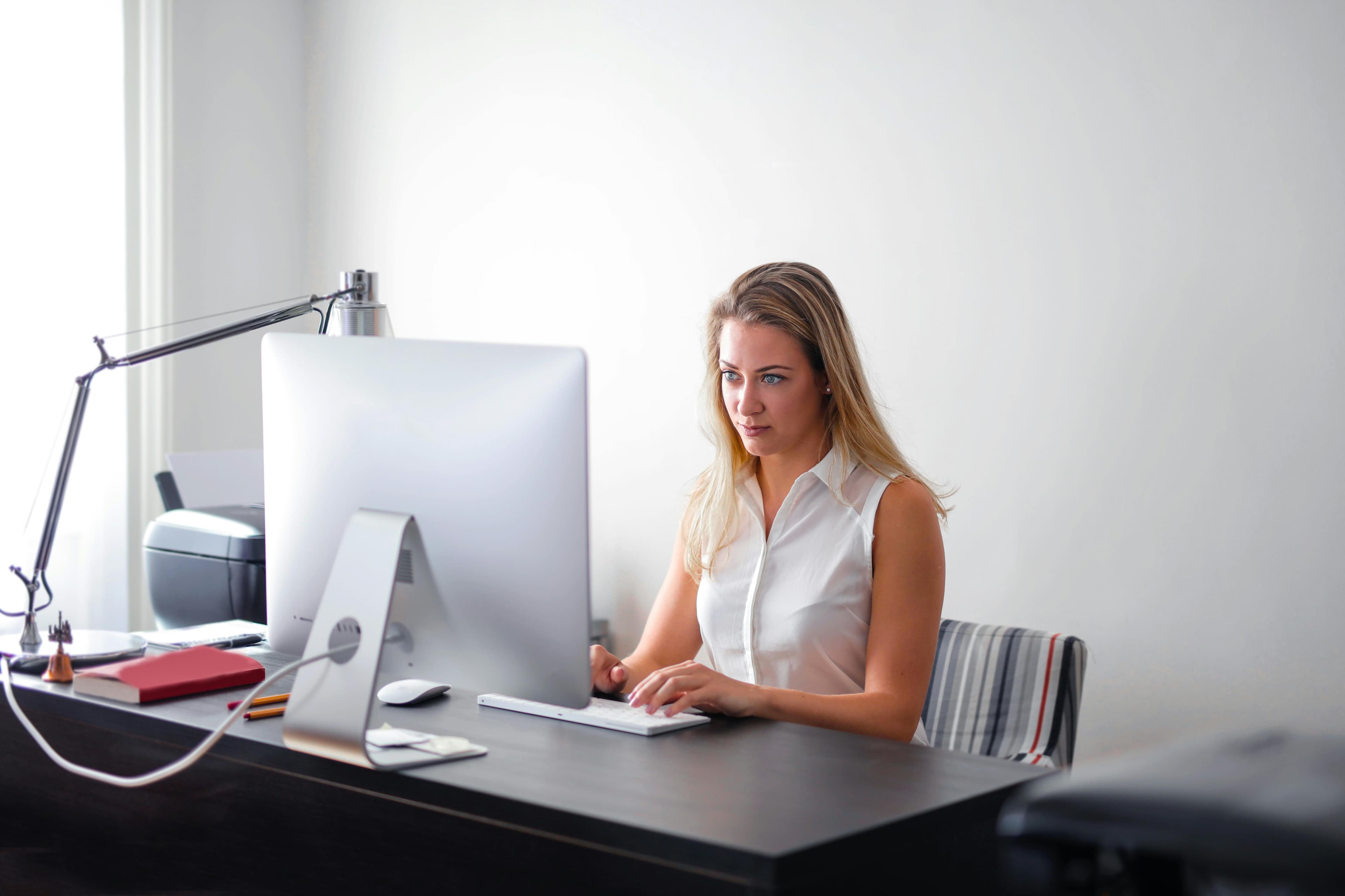A woman using a computer